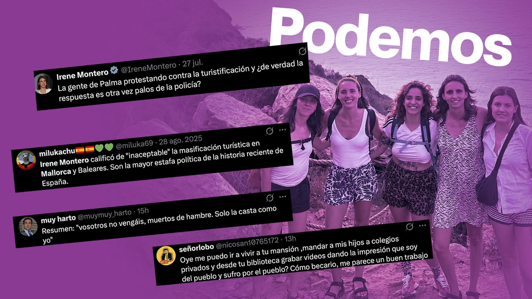 Las redes estallan contra Irene Montero por apoyar la manifestación antiturística de Palma pese a veranear en Baleares
