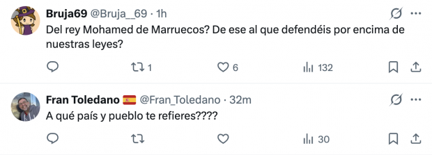 Pantallazo de mensajes a la publicación de Fátima Hamed.