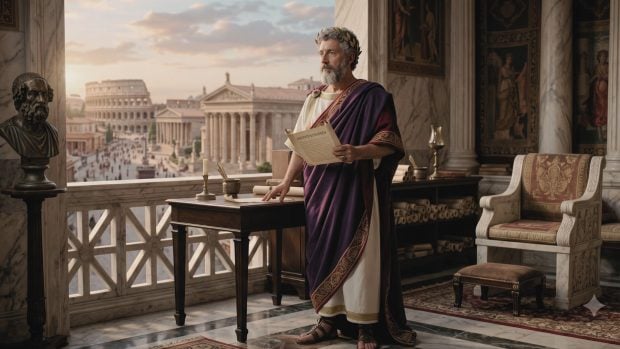 Emperador Marco Aurelio. Imagen generada con IA.