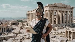 Pericles, político griego. Imagen generada con IA.