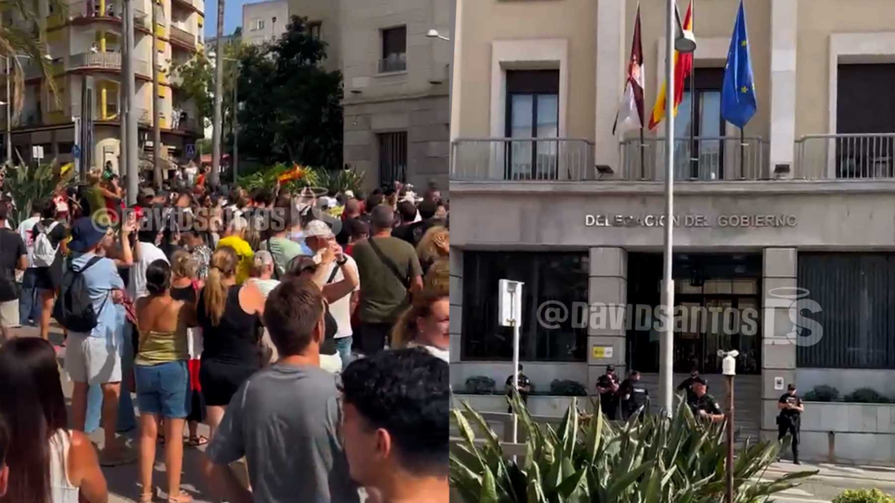 Protestas ante la Delegación de Gobierno en Ceuta por la invasión migratoria al grito de ¡Pedro Sánchez hijo de puta!