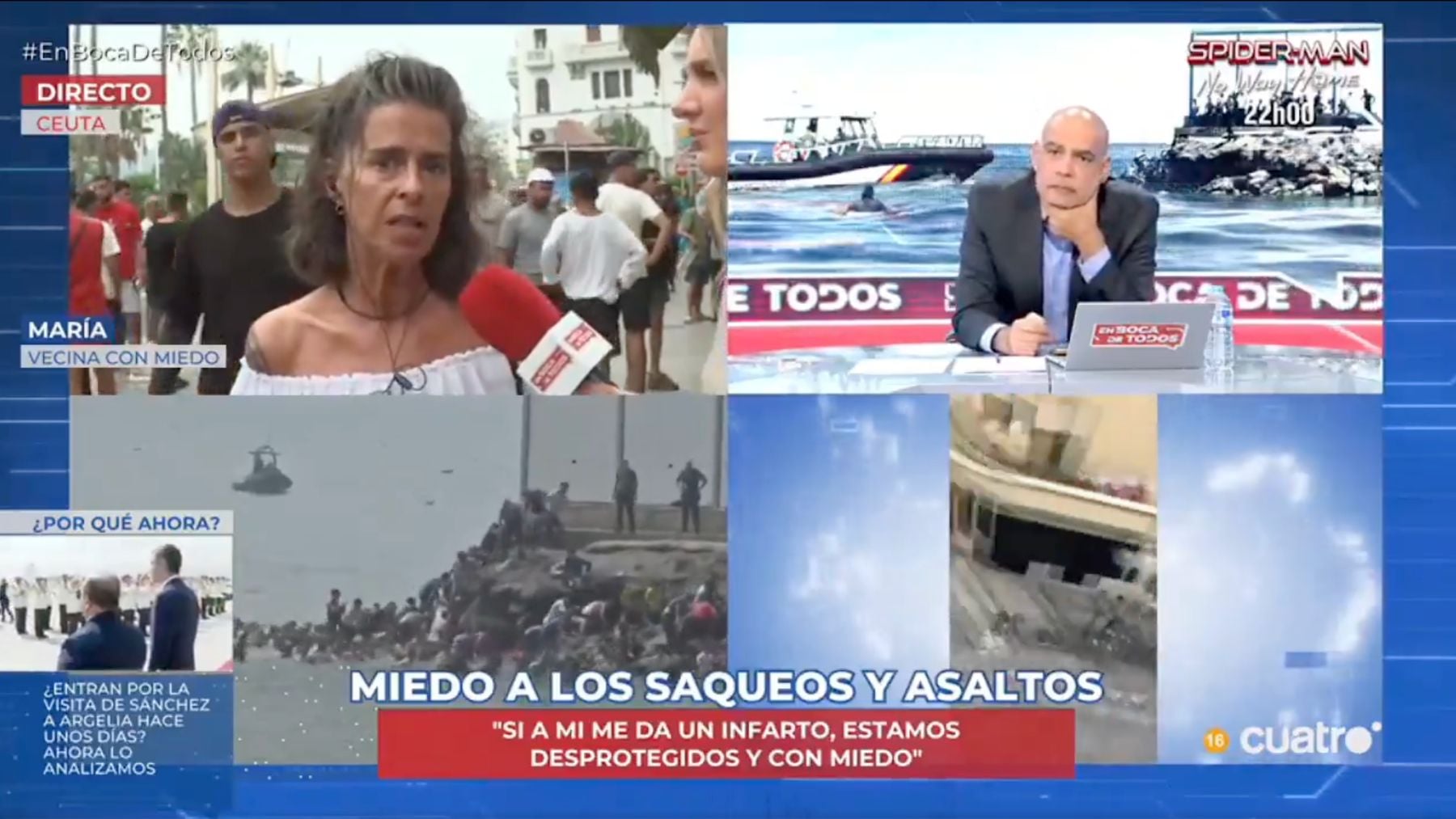 Una ciudadana de Ceuta interviene en directo en ‘En boca de todos’. (Cuatro)