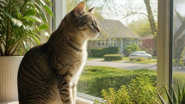 Gatos que observan el exterior