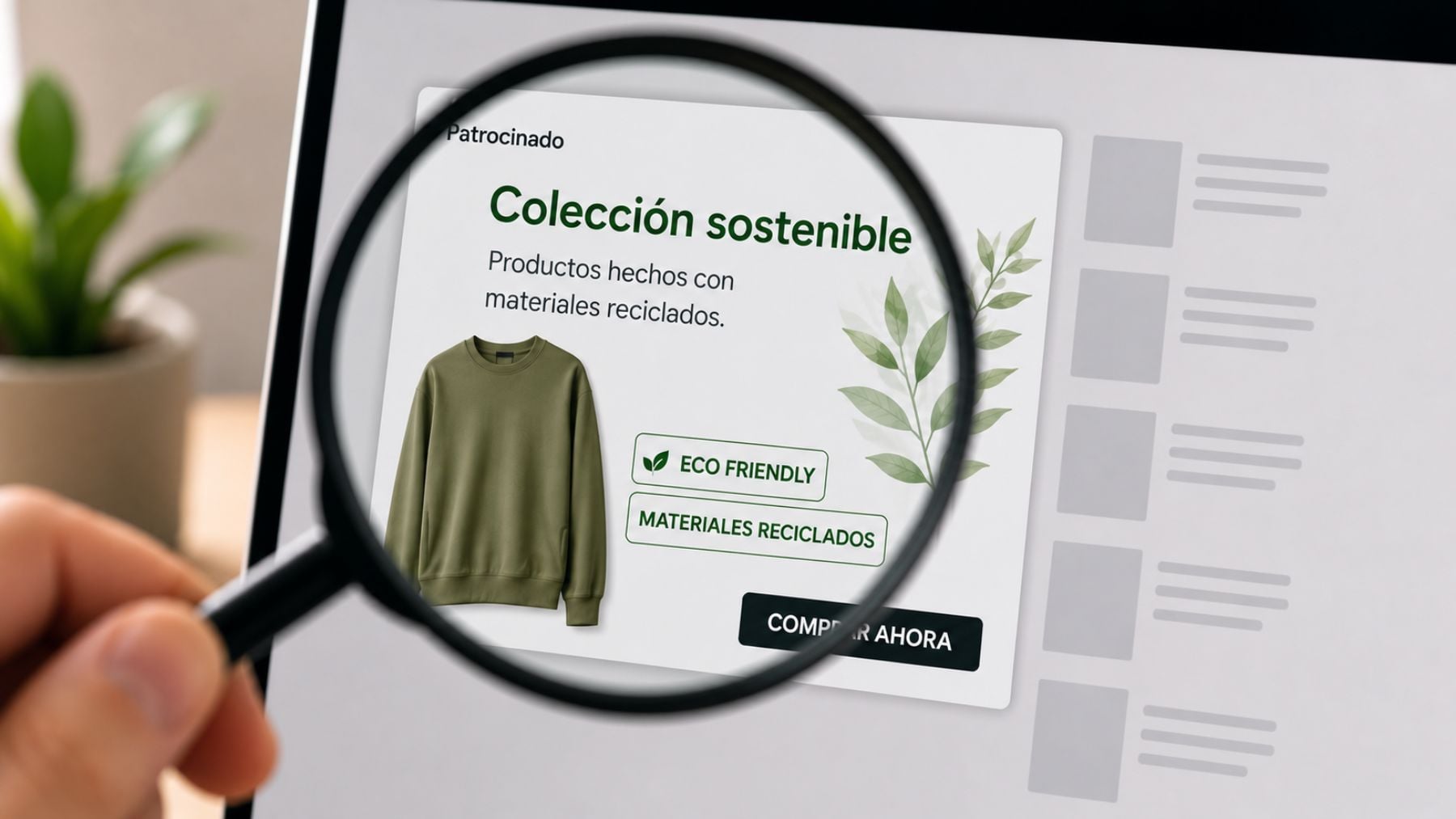 Anuncio susceptible de incurrir en greenwashing. Generado por IA.