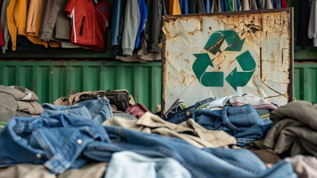 Reciclaje de ropa. Generado por IA.