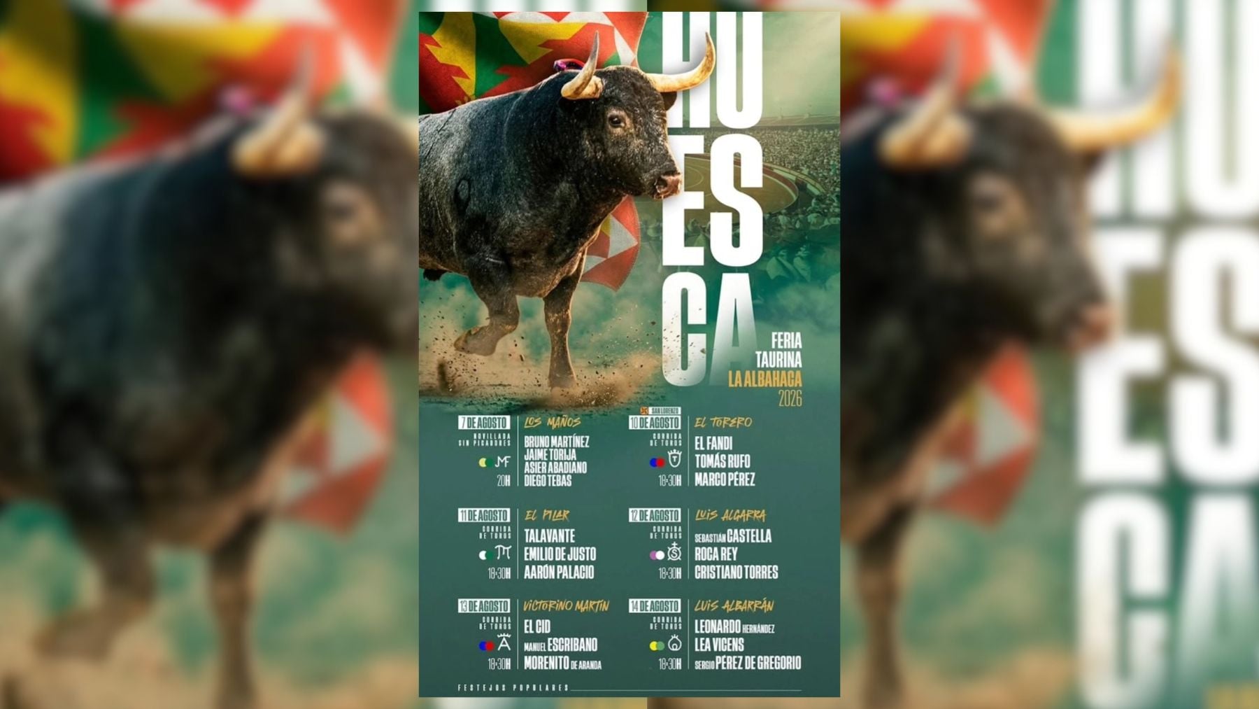 Feria de la Albahaca de Huesca 2026: Talavante, Roca Rey y el regreso de Emilio de Justo se citan en el Alto Aragón del 9 al 14 de agosto