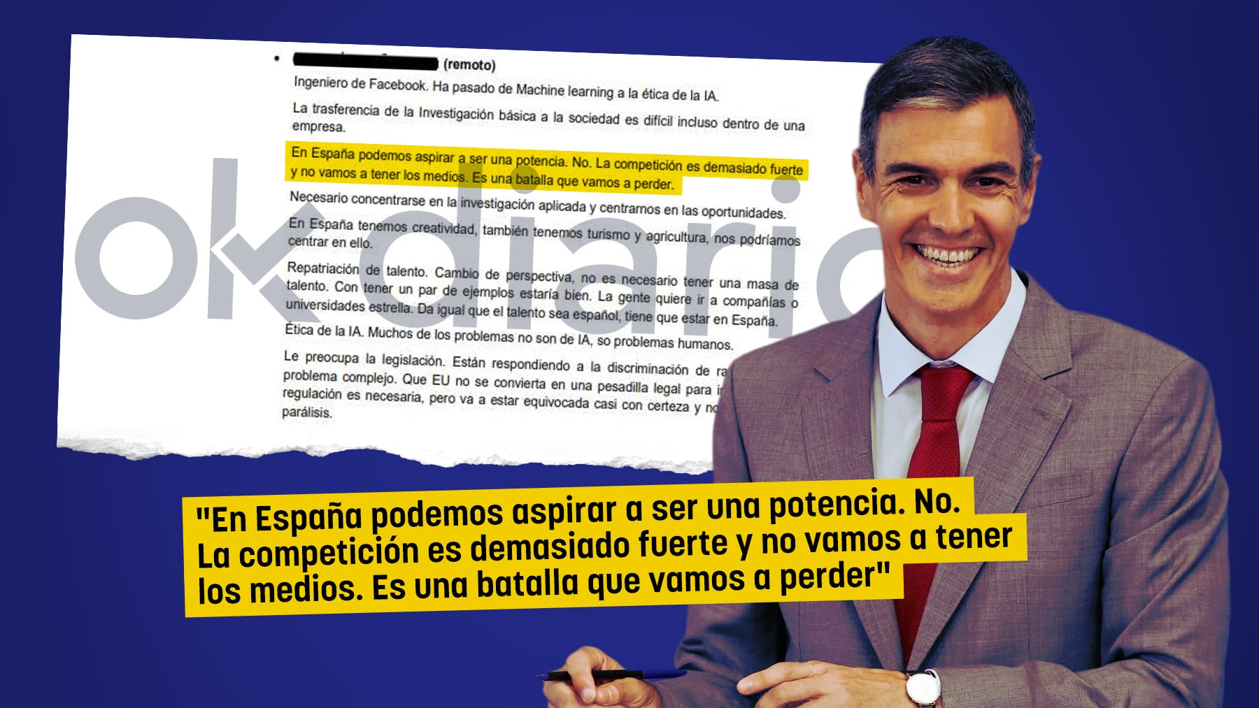 Un asesor del Gobierno desaprobó en una reunión el plan de IA de Sánchez: No podemos ser potencia, vamos a perder