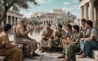 Sócrates dando clase. Imagen generada con IA.
