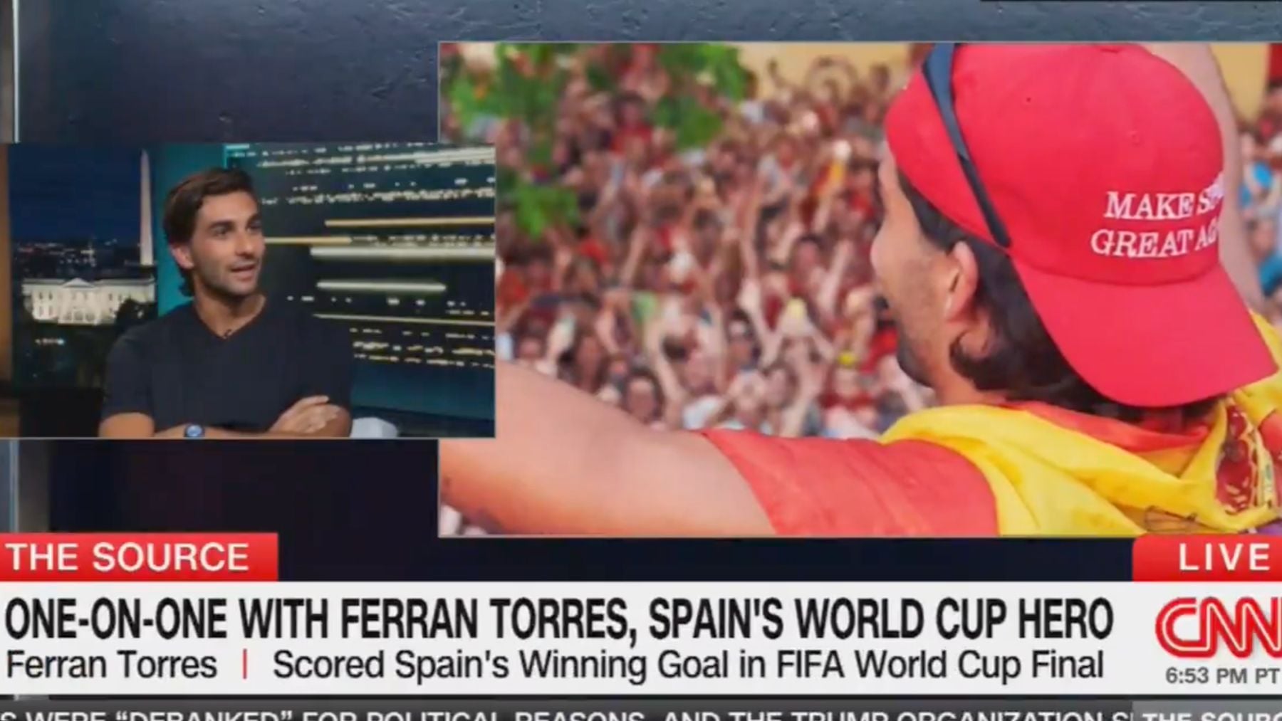 Ferran Torres en una entrevista en ‘The Source with Kaitlan Collins’. (CNN)