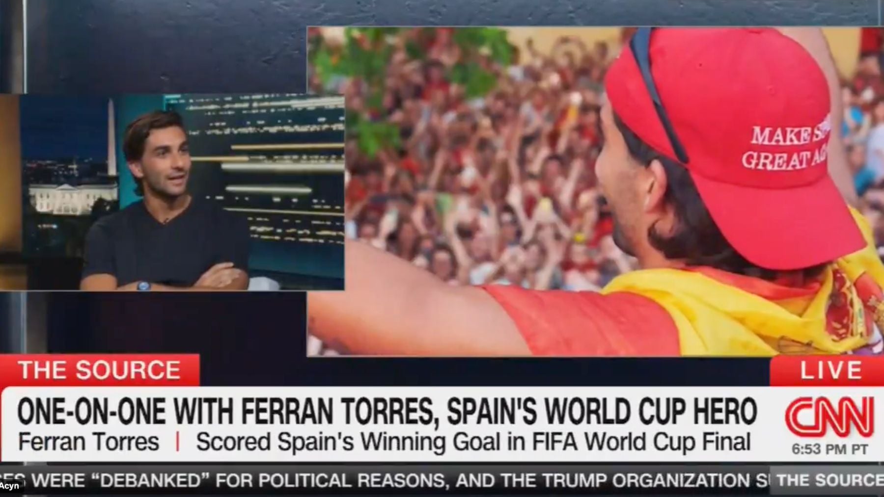 Ferran Torres en una entrevista en ‘The Source with Kaitlan Collins’. (CNN)