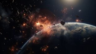 Asteroide impacta en la Tierra de forma fotorrealista. Foto: Freepik