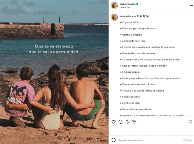 La emotiva reflexión de Sara Carbonero en Instagram.