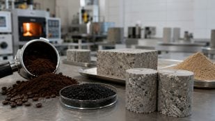 Residuos café industria construcción, pirólisis posos de café, posos de café en la construcción.
