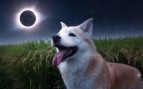 perro eclipse total de sol gafas