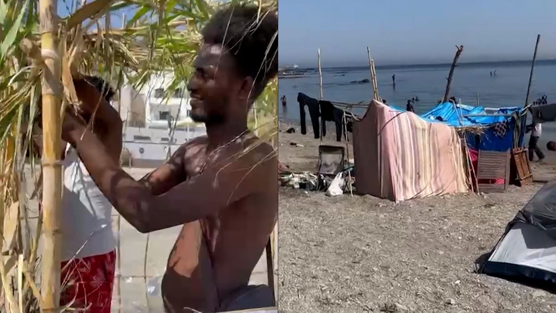 La playa del Trampolín en Ceuta se convierte en un asentamiento repleto de chabolas para más de 1.000 inmigrantes