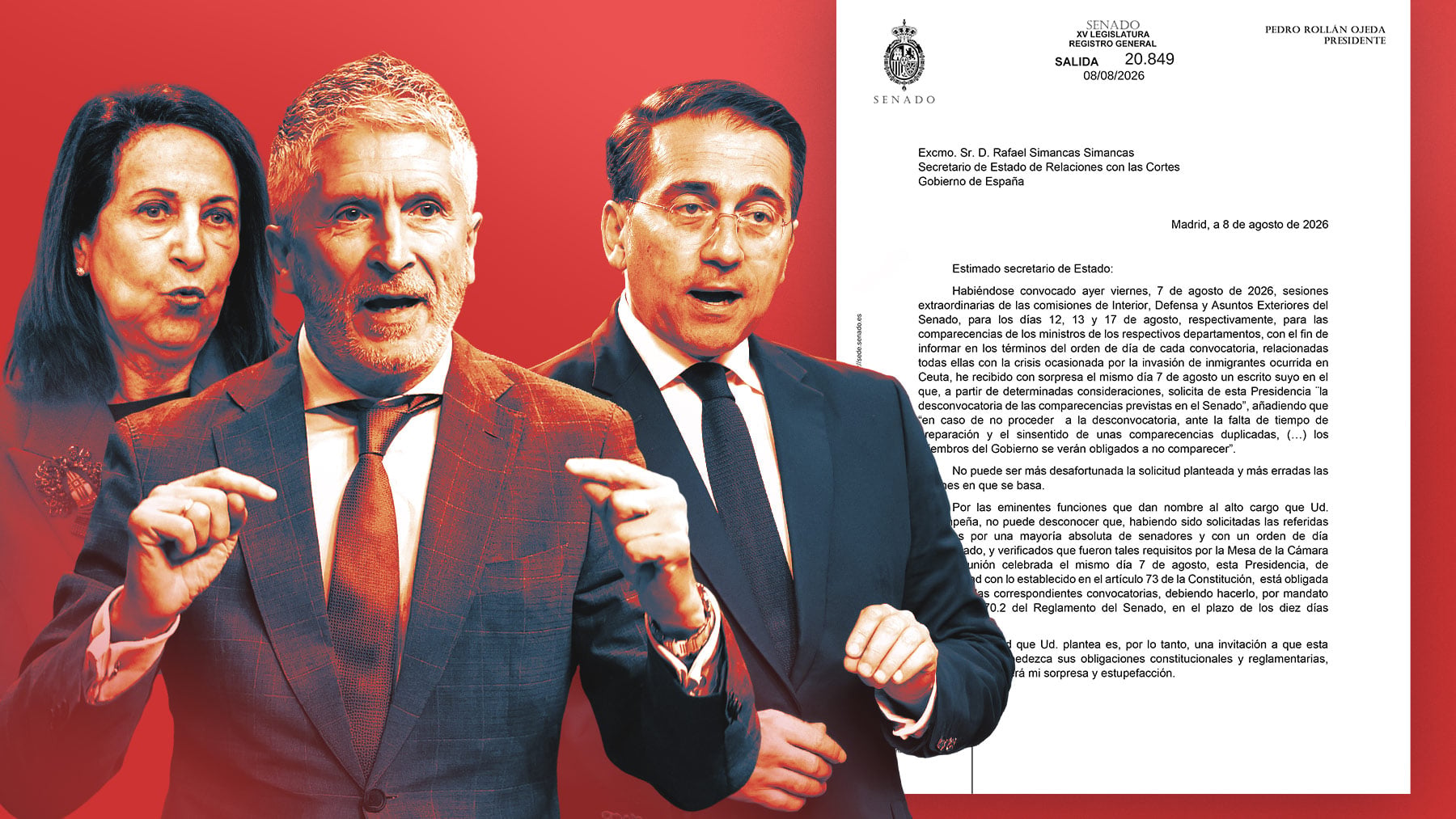 El Senado exige por carta al Gobierno que rinda cuentas sobre la invasión de Ceuta tras negarse por falta de tiempo