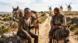 Representación de Sancho Panza y Don Quijote realizada con inteligencia artificial.