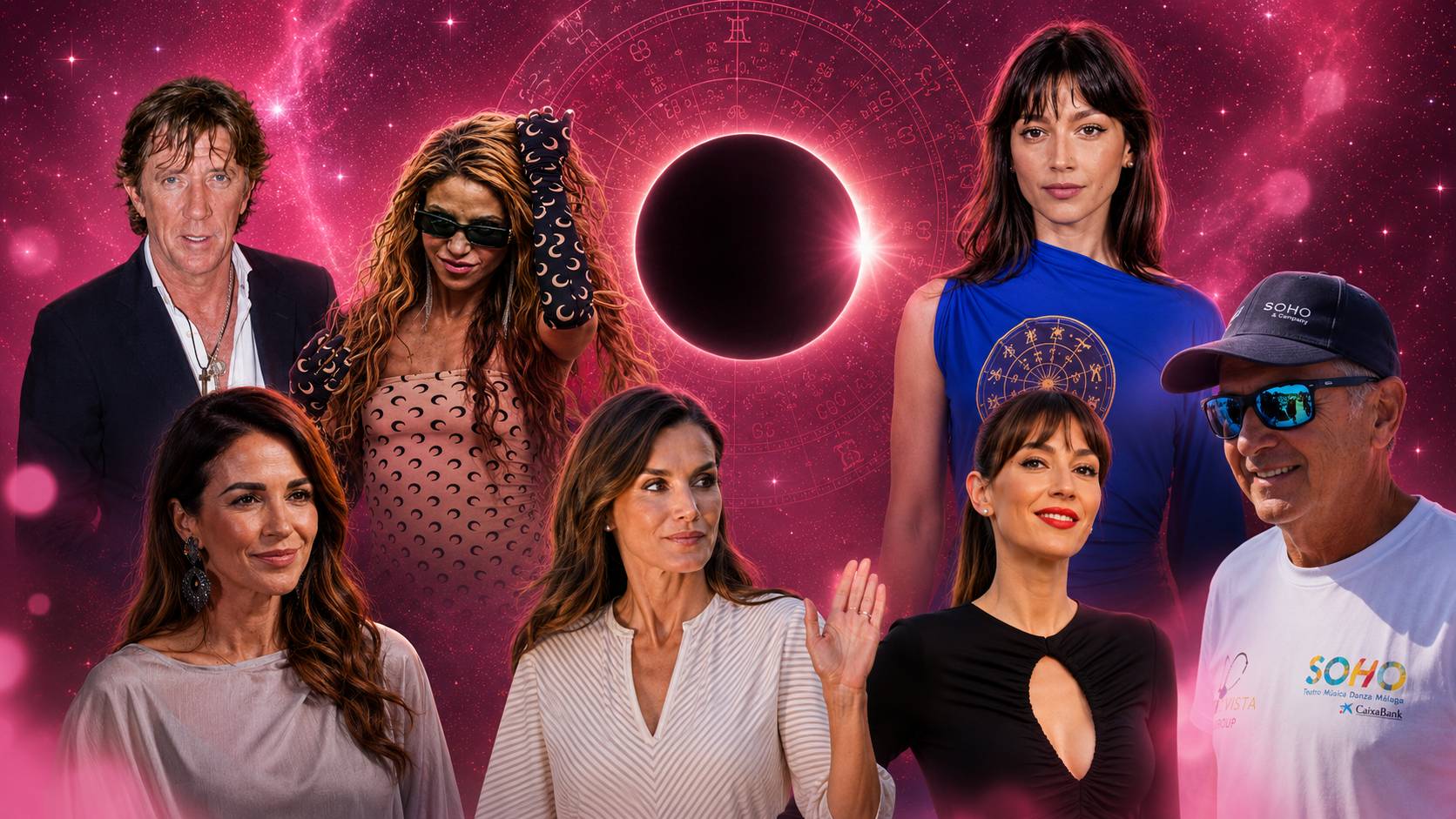 Varios rostros conocidos ante el eclipse. (Foto: Europa Press/IA)