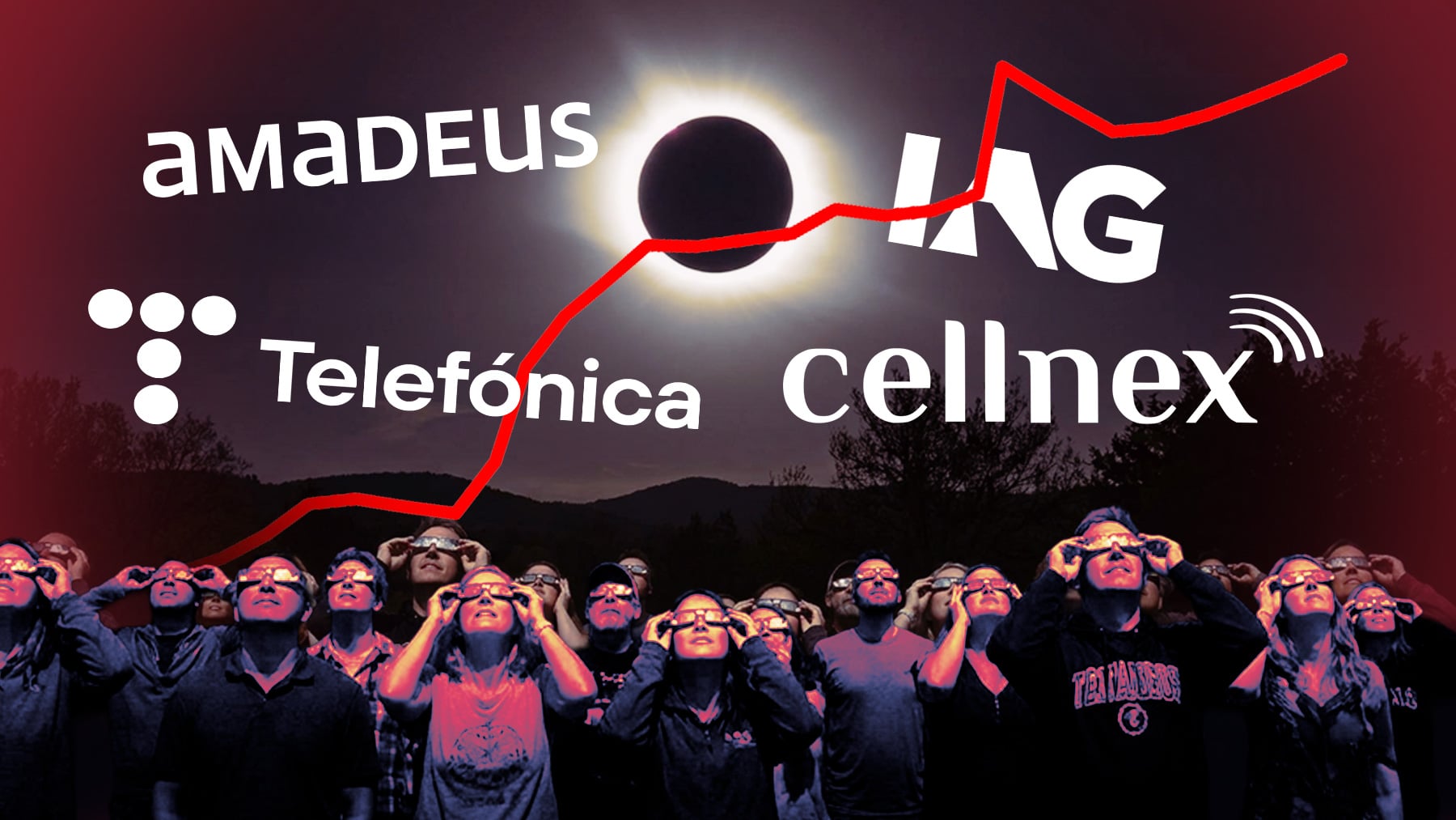 El eclipse pone a prueba al Ibex: Cellnex, Telefónica, IAG y Amadeus se preparan para un