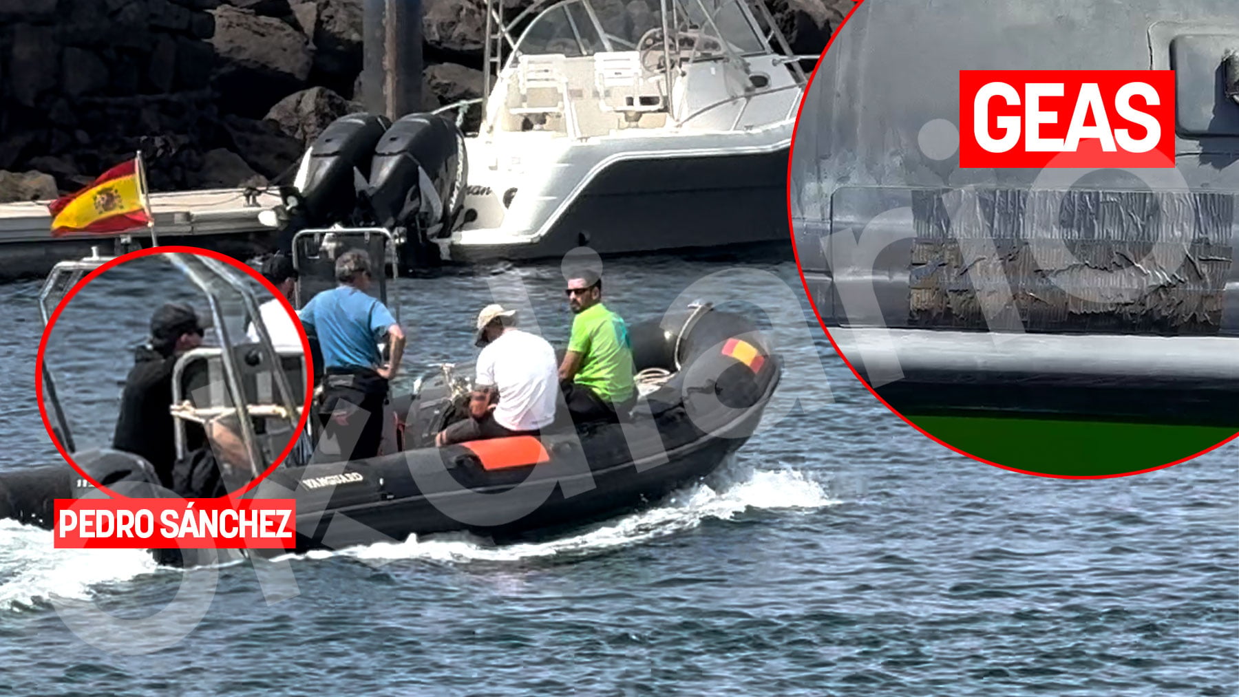Moncloa ordena tapar el nombre de la Guardia Civil de la zodiac que usa Sánchez para bucear