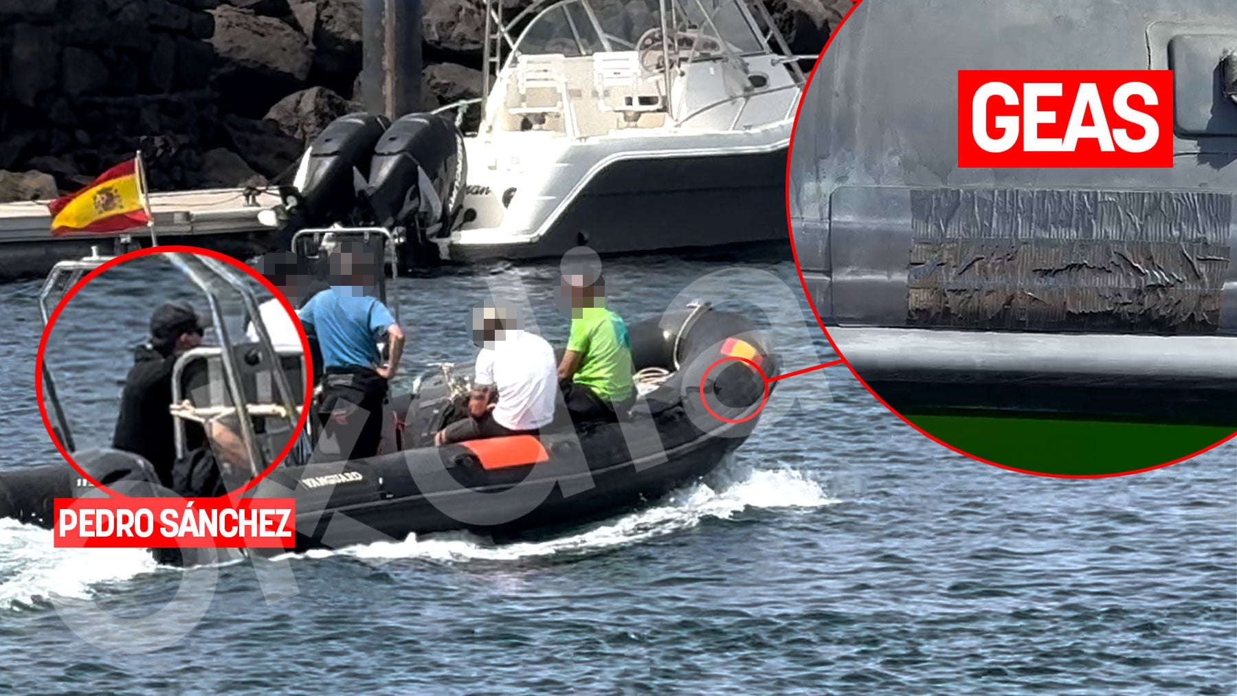 Moncloa ordena tapar el nombre de la Guardia Civil de la zodiac que usa Sánchez para bucear