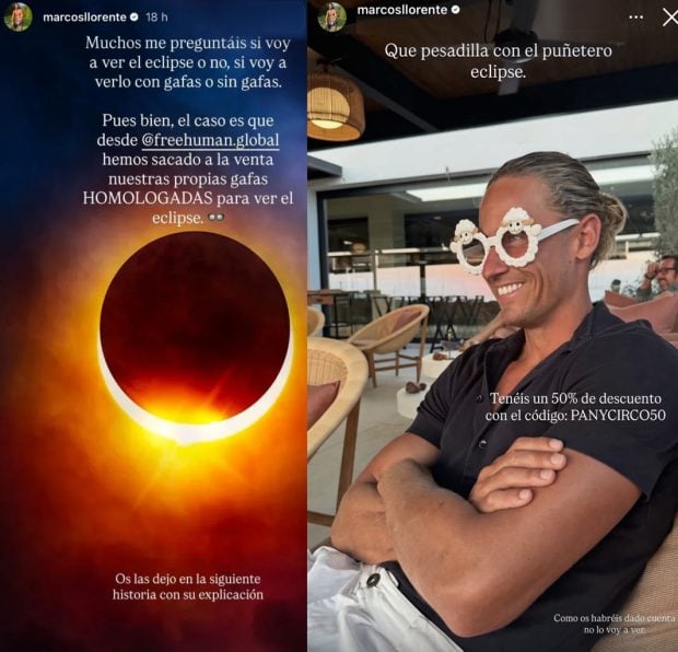 Marcos Llorente se pronuncia sobre el eclipse solar total en sus historias de Instagram.