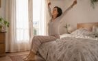 Mujer, despertar, cama, comportamiento, psicología