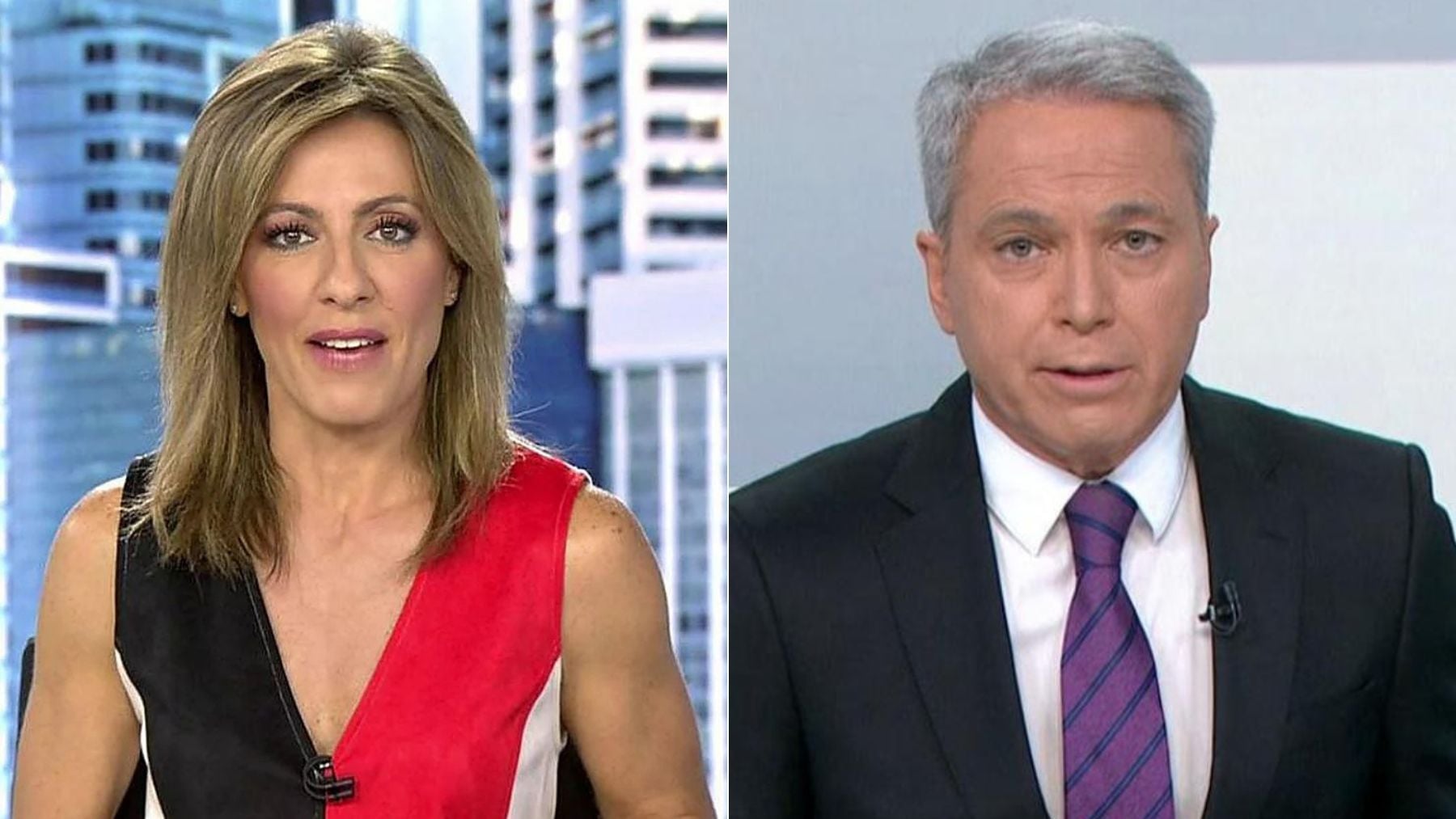 Ángeles Blanco y Vicente Vallés. (Mediaset / Atresmedia)