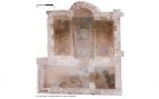 Modelo fotogramétrico de la biblioteca de Fuente Álamo (Puente Genil) en donde pueden apreciarse el ábside, los nichos rectangulares y semicirculares, así como las antesalas contiguas. Autor: Antonio López García - Departamento de Prehistoria y Arqueología (UGR)