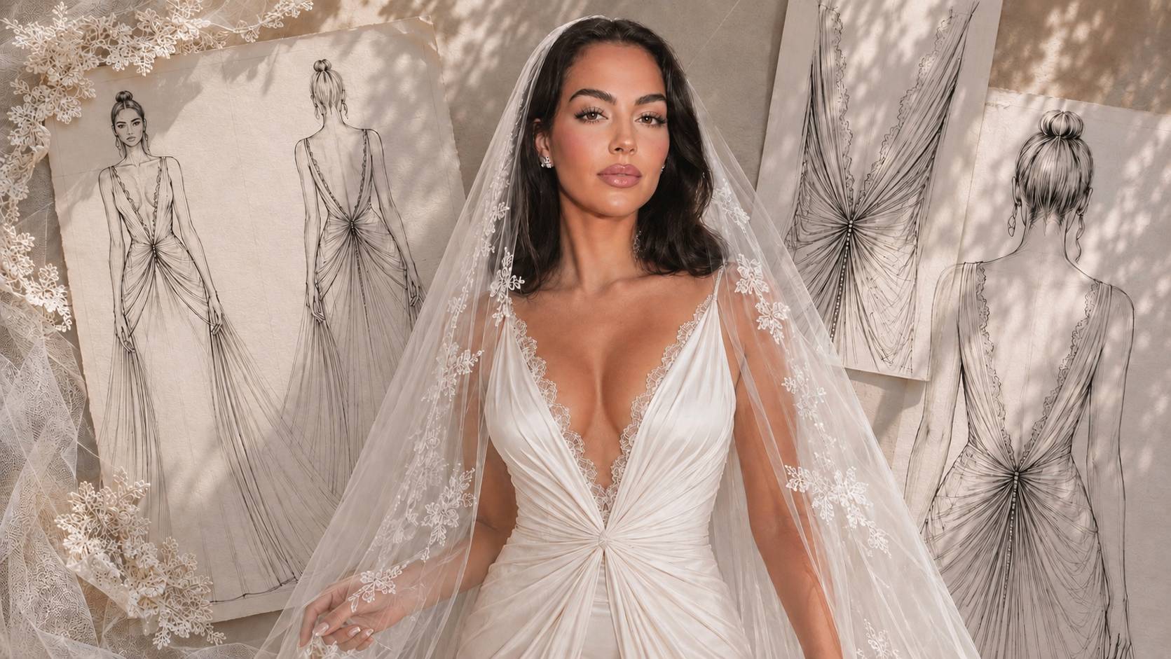 El diseño de Ángel Marco para Georgina Rodríguez. (Foto: Cortesía/IA)