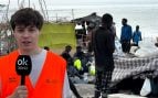 La suciedad se acumula en el asentamiento de miles de ilegales de la playa del Trampolín en Ceuta, donde ya hay más de 80 chabolas