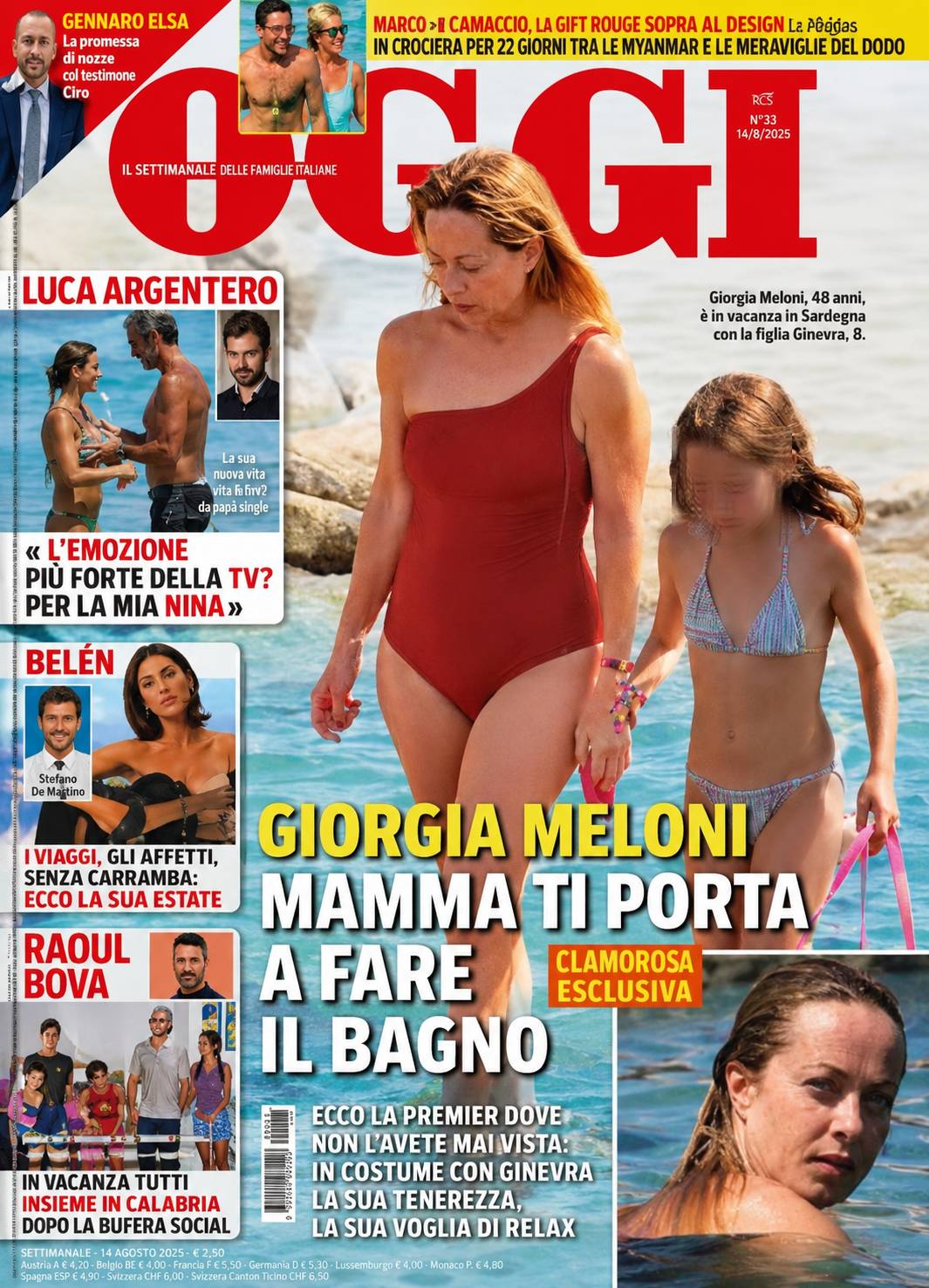 Giorgia Meloni durante sus vacaciones. (Foto: OGGI)