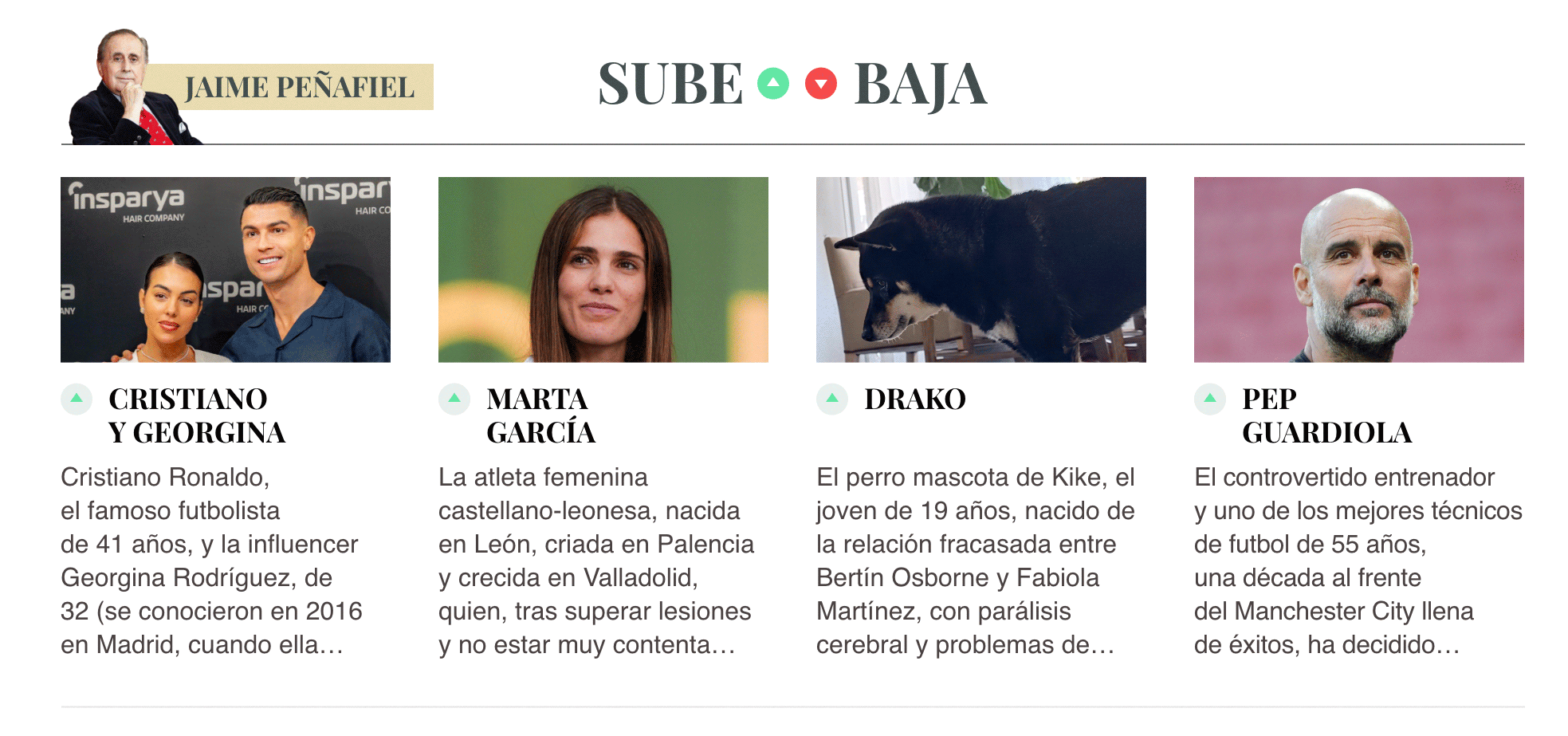 Sube & Baja, por Jaime Peñafiel: semana del 7 de julio al 14 de agosto