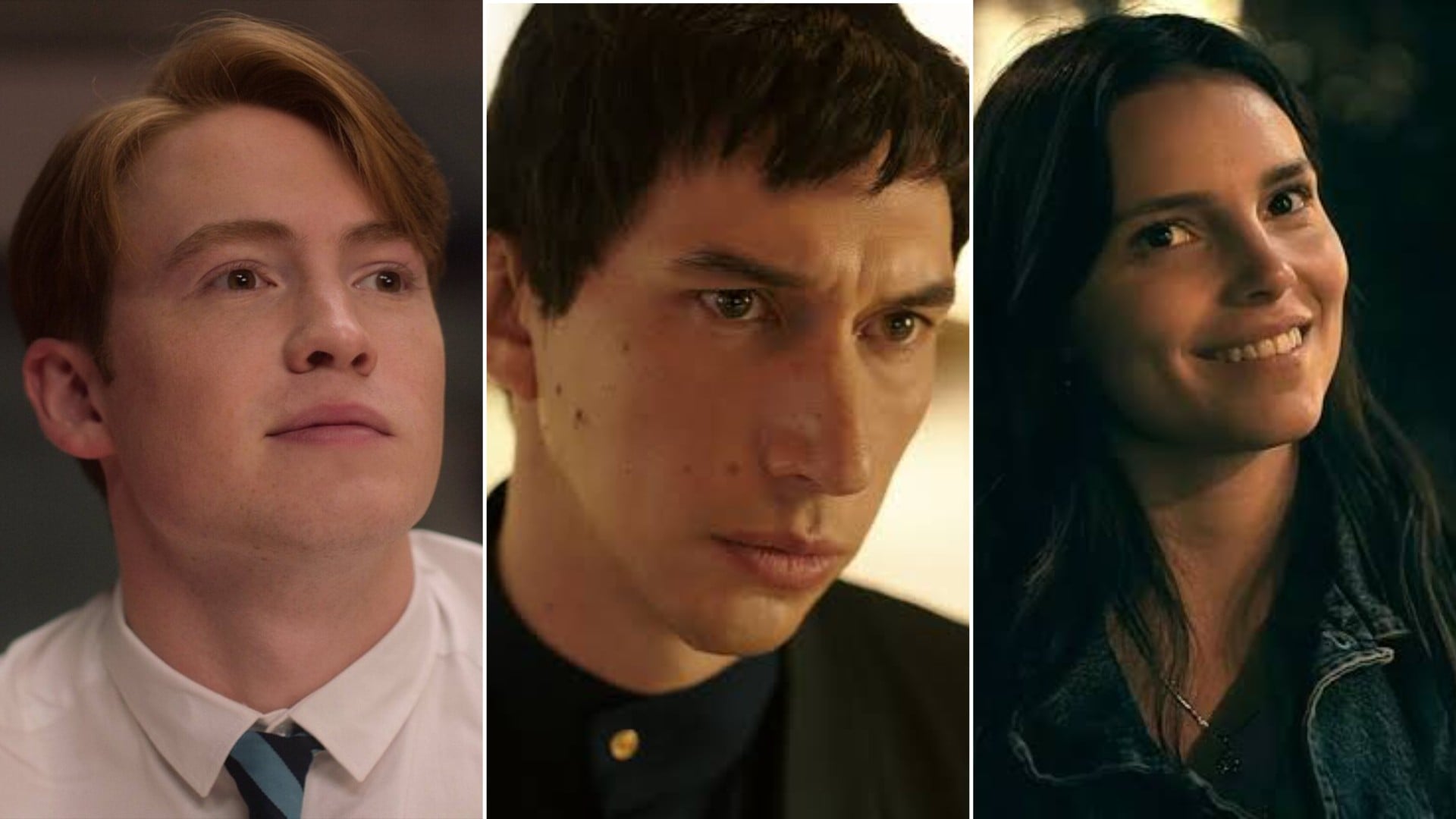 Kit Connor en ‘Heartstopper’ (Netflix), Adam Driver en ‘Megalópolis’ (Lionsgate) y Inde Navarrete en ‘Obsession’ (Focus Features).