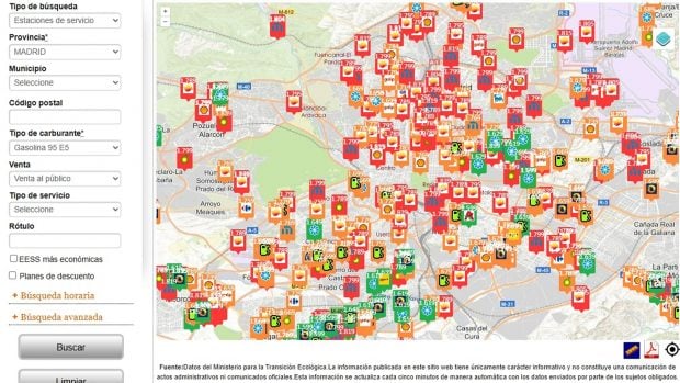 precio de gasolina Madrid 18 agosto