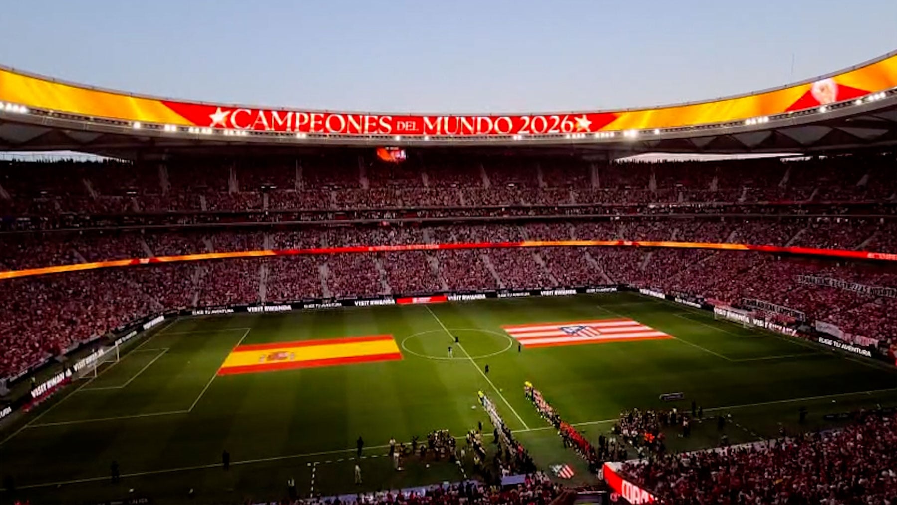 Grandeza máxima del Atlético de Madrid: pone el himno de España en el Metropolitano como homenaje por el Mundial