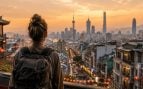 Joven, viajera, mujer, viajes, verano