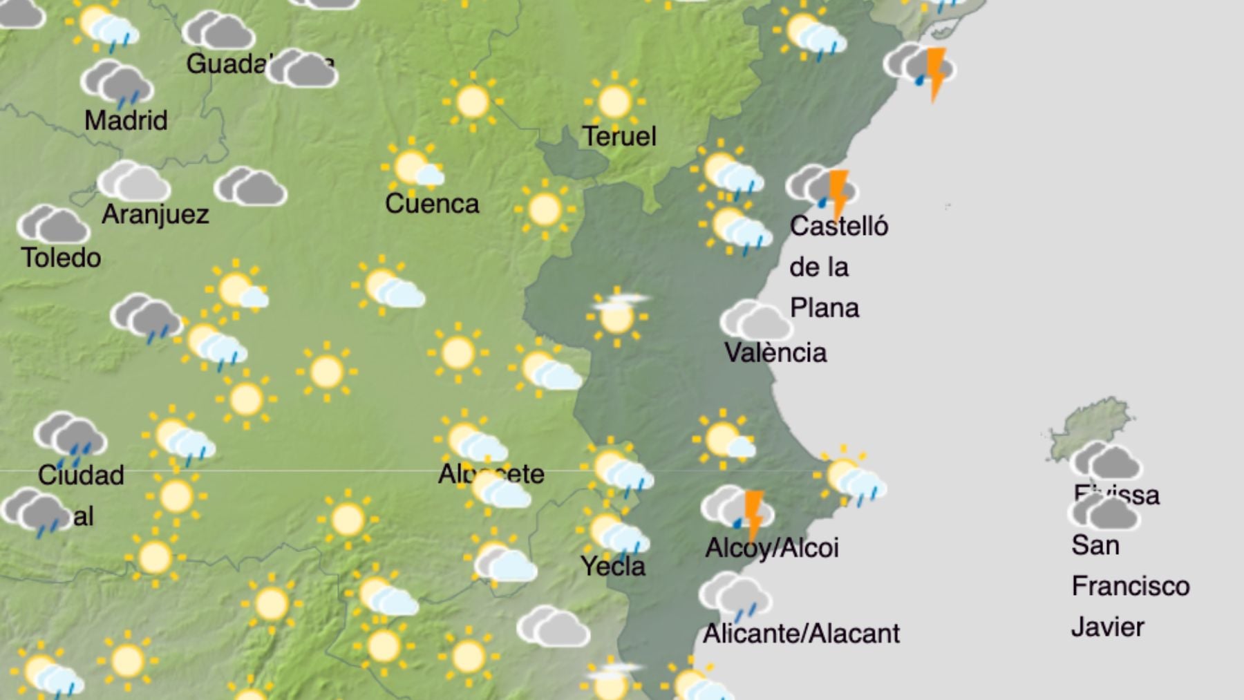 La AEMET avisa por tormentas en la Comunidad Valenciana: Localmente fuertes