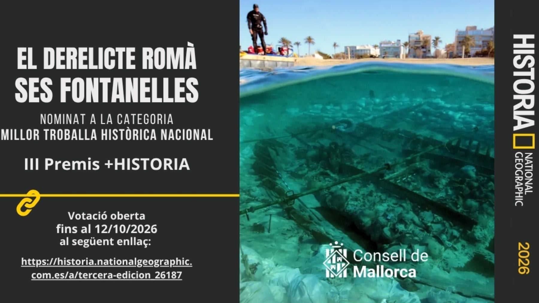 El pecio romano de Ses Fontanelles, candidato a los Premios +HISTORIA de National Geographic