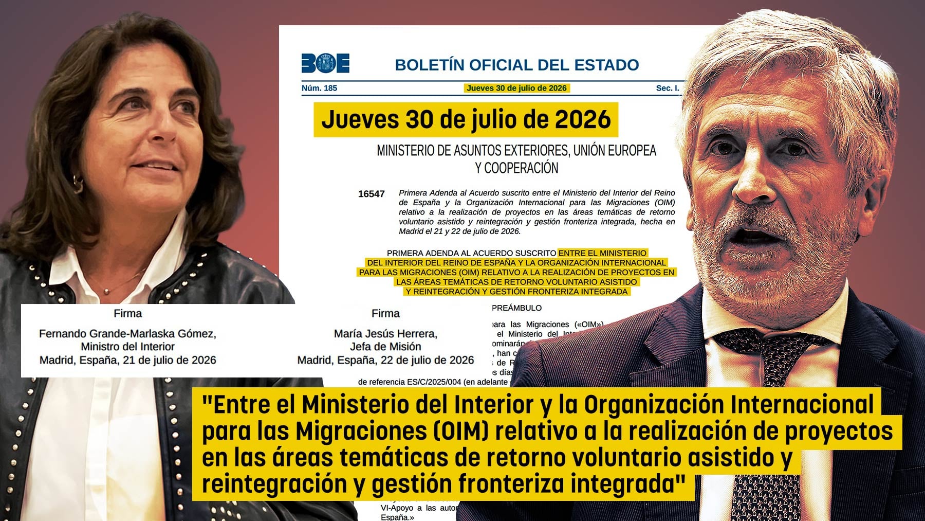 El día de la invasión el Gobierno dio 796.535 € a la agencia de la ONU para inmigrantes dirigida por la mujer de Planas