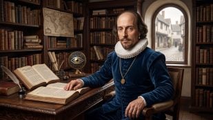 William Shakespeare. Imagen generada con IA.