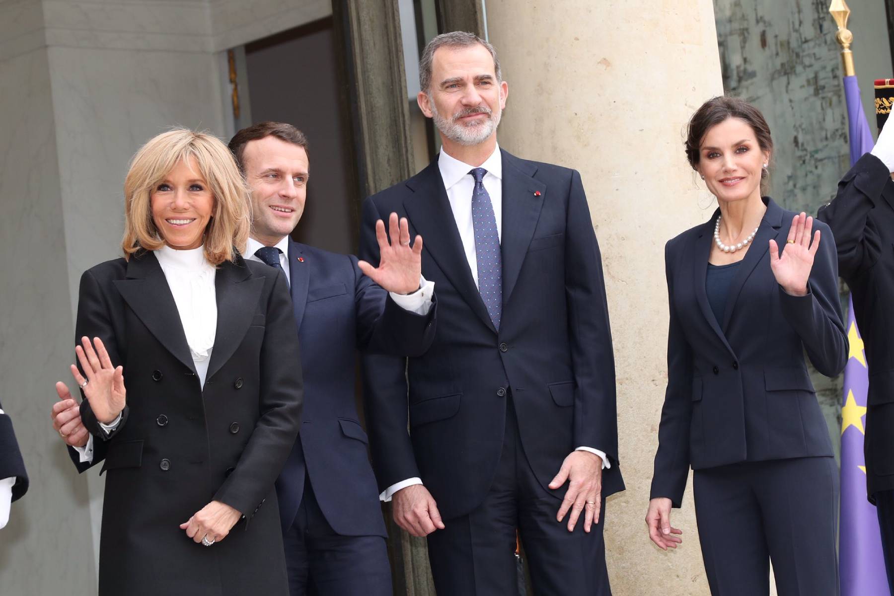 Brigitte y Emmanuel Macron con el Rey Felipe y la Reina Letizia. (Foto: Europa Press)