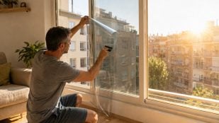 Truco ventanas contra el calor, remedios caseros contra el calor, adhesivos en las ventanas para el sol, adhesivo para las ventanas.
