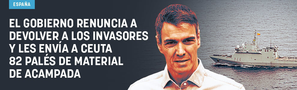 El Gobierno renuncia a devolver a los invasores y les envía a Ceuta 82 palés de material de acampada