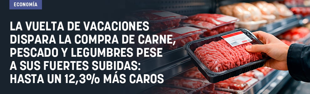 La vuelta de vacaciones dispara la compra de carne, pescado y legumbres pese a sus fuertes subidas: hasta un 12,3% más caros