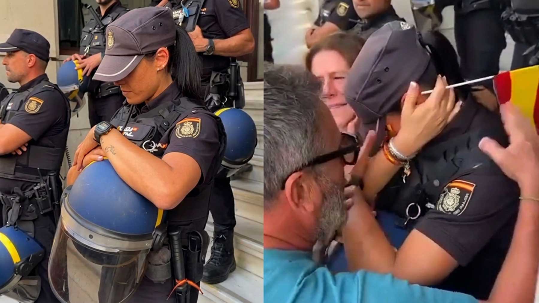 Una policía se derrumba y llora ante las protestas frente a la Delegación del Gobierno: la imagen de una Ceuta al límite