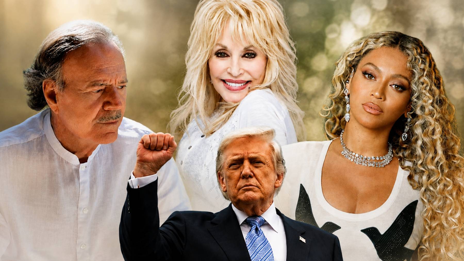 Julio Iglesias, Dolly Parton, Donald Trump y Beyoncé. (Foto: RRSS)