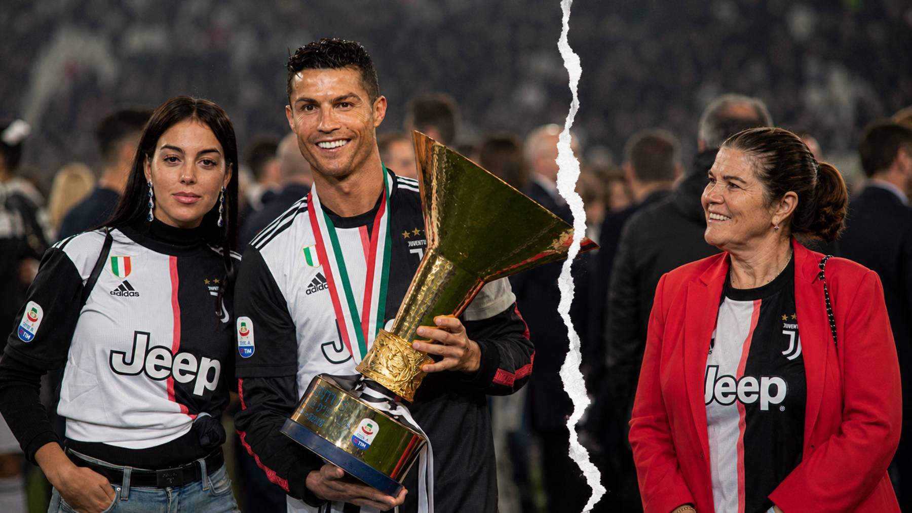 Georgina Rodríguez, Cristiano Ronaldo y Dolores Aveiro. (Foto: Europa Press)