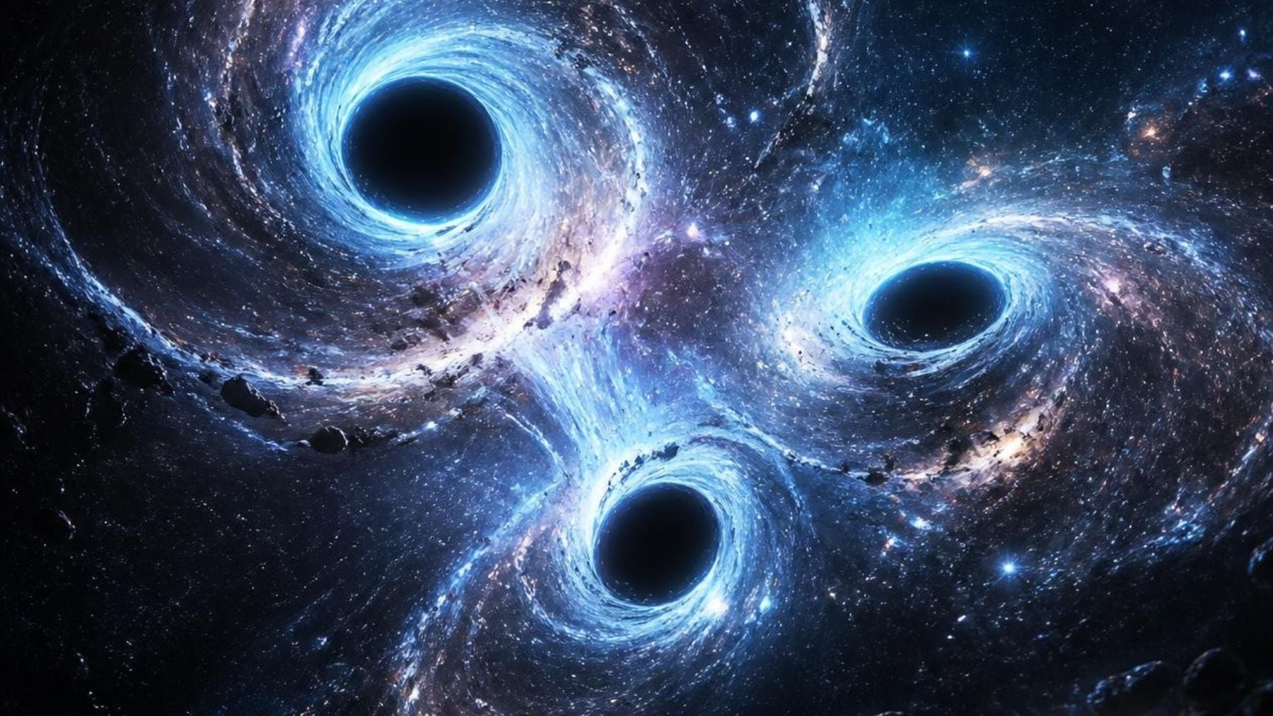 Cunde el temor entre los astrofísicos: tres agujeros negros supermasivos en una galaxia primigenia amenazan el destino final del universo
