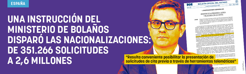 Una instrucción del Ministerio de Bolaños disparó las nacionalizaciones: de 351.266 solicitudes a 2,6 millones